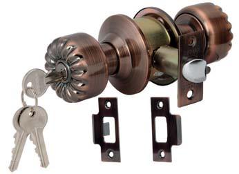 BRSS TRDITIONL STYLE KNOB LOCKSET - STNDRD RNGE ล กบ ดร ปแบบย อนย คทองเหล อง ร นมาตรฐาน 5 PIN 35-45 KNOB LOCK ล กบ ด DOOR HNDLE RNGE Suitable for timber