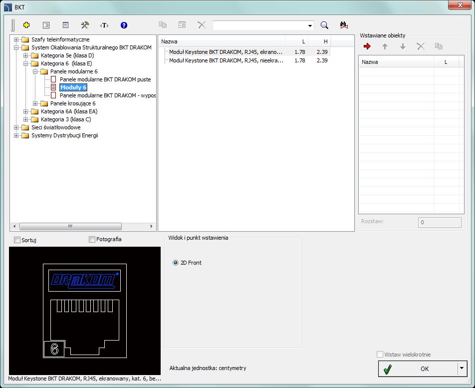 Nowa biblioteka produktów BKT Elektronik Nowa biblioteka produktów BKT Elektronik umożliwia projektowanie widoku szaf teleinformatycznych wraz z elementami okablowania strukturalnego.