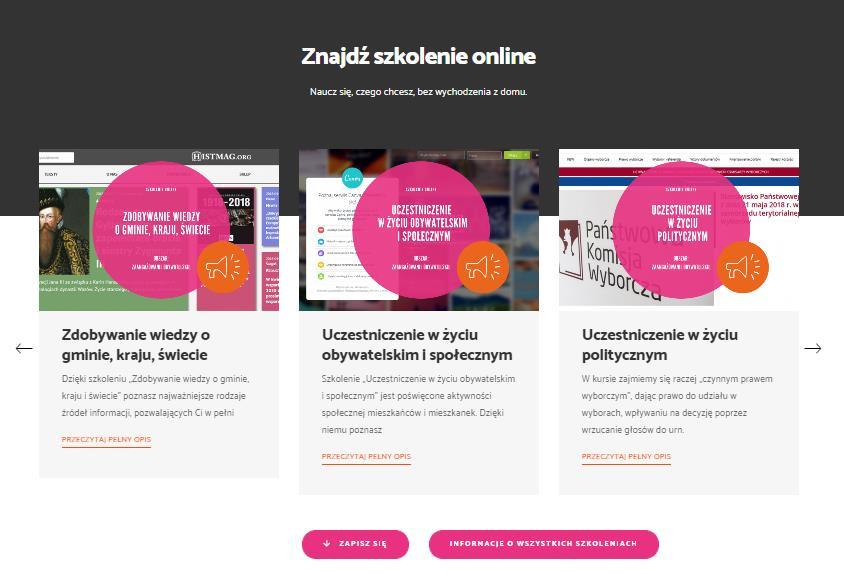 INFORMACJA O SZKOLENIACH ONLINE NA