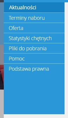 W pozycji Aktualności wyświetlane są wszystkie aktualności, informacje i komunikaty wysyłane do kandydatów przez organy prowadzące oraz