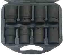 adapter 3/4 x 1/2, przegub 1/2, nasadki krótkie (38-46 mm): 8, 9, 10, 11, 12, 13, 14, 15, 16, 17, 18, 19, 20, 21, 22, 24, 27, 30, 32 mm,