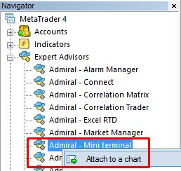 Należy pamiętać, że można uruchomić tylko jeden EA na danym wykresie MT4. Jeśli EA jest już uruchomiony na wykresie, dodanie Mini Terminalu zastąpi wcześniej dodany EA.