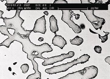 dwufazową. Wyniki mikroanalizy składu chemicznego oraz pomiary mikrotwardości wykazały, że osnowę stopu stanowi roztwór wtórny typu γ o umownym zapisie (Ni,Cr,Fe) 3 (Al,Cr,Mo,Zr) (rys. 1).