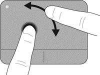 Obracanie Gest obracania pozwala na obracanie takich elementów, jak zdjęcia. W celu obrócenia połóż lewy palec wskazujący na obszarze płytki dotykowej TouchPad.
