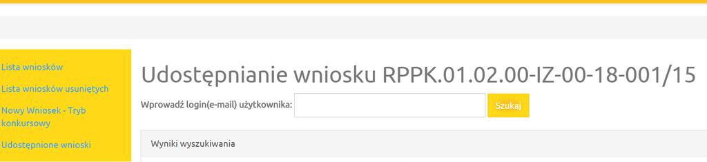 Udostępnienie wniosku innemu użytkownikowi
