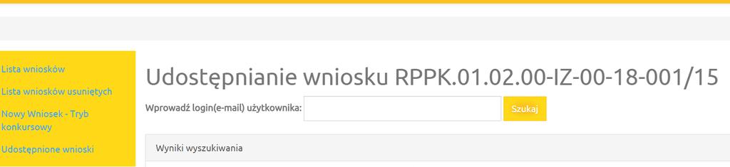 Udostępnienie wniosku innemu użytkownikowi