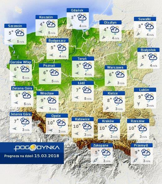 Prognoza pogody dla Polski na dziś Prognoza pogody dla
