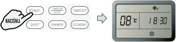 Tryb OGRZEWANIE 8 Tryb 8 OGRZEWANIE służy do załączenia w klimatyzatorze Ogrzewania 8 (do 8 stopni Celsjusza).