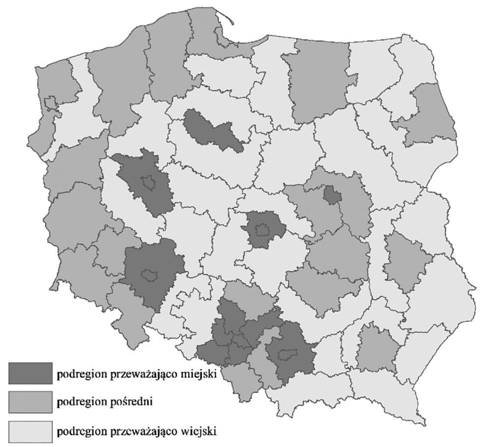 280 Monika Borawska to na celu uwzględnienie różnic pomiędzy obszarami wiejskimi położonymi w strefie oddziaływania miasta a obszarami wiejskimi peryferyjnymi 4.