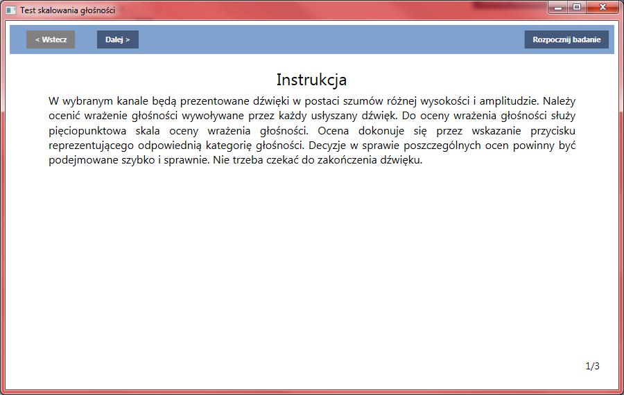 Rys. 5. Okno główne aplikacji do diagnostyki słuchu Test LGOB jest jednym z kilku testów diagnostycznych słuchu oferowanych przez aplikację.