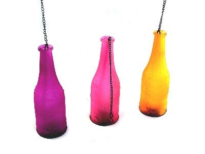 butelka na t-light; śr. 7,5 cm, wys.butelki 22,5 cm, dł.
