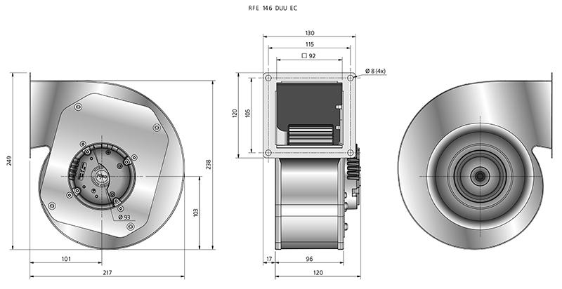 WYMIARY PRODUCT: RFE 146 D EC