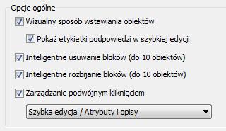 Rozbij (rozszerzenie polecenia) W programie dostępne jest polecenie Rozbij, które pozwala rozbijać obiekty z wstawieniem 'Infobloków' przejmujących informację z rozbijanych obiektów.