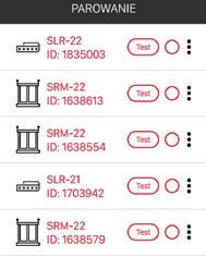 Sterowniki będące w zasięgu kontrolera automatycznie pojawiają się na liście wraz z domyślną nazwą na którą składa się nazwa sterownika (w tym przypadku SLR-22) + przypisany odbiornikowi 6-cyfrowy