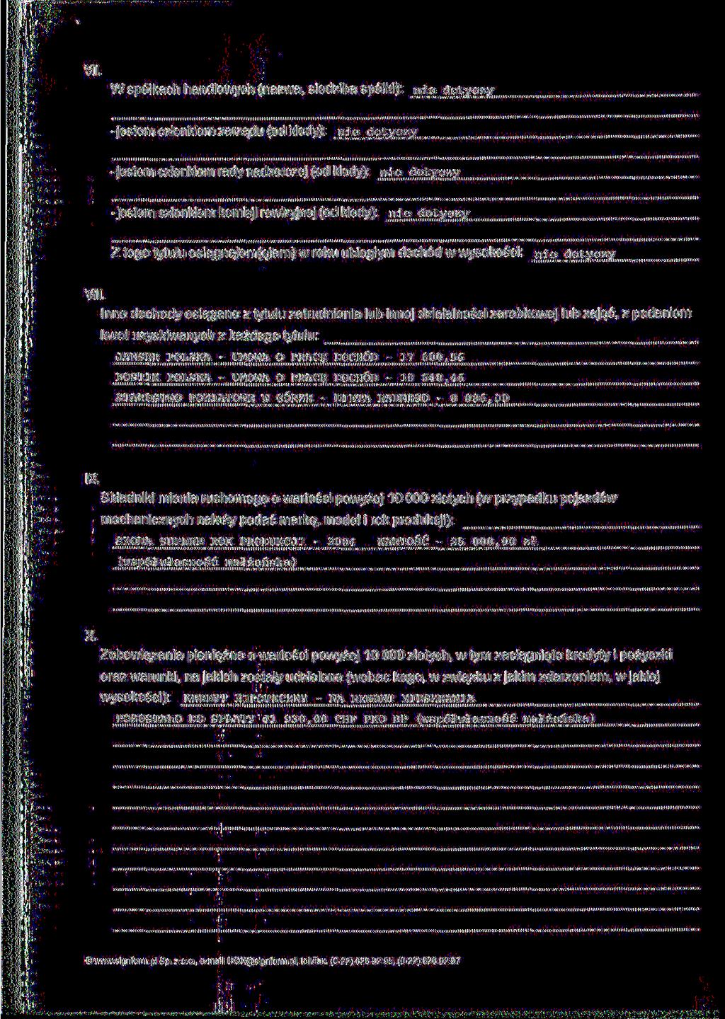 VII W spółkach handlowych (nazwa siedziba spółki): jestem członkiem zarządu {od kiedy]: jestem członkiem rady nadzorczej (od kiedy): _ jestem członkiem komisji rewizyjnej (od kiedy): (L H ' ' '' Z
