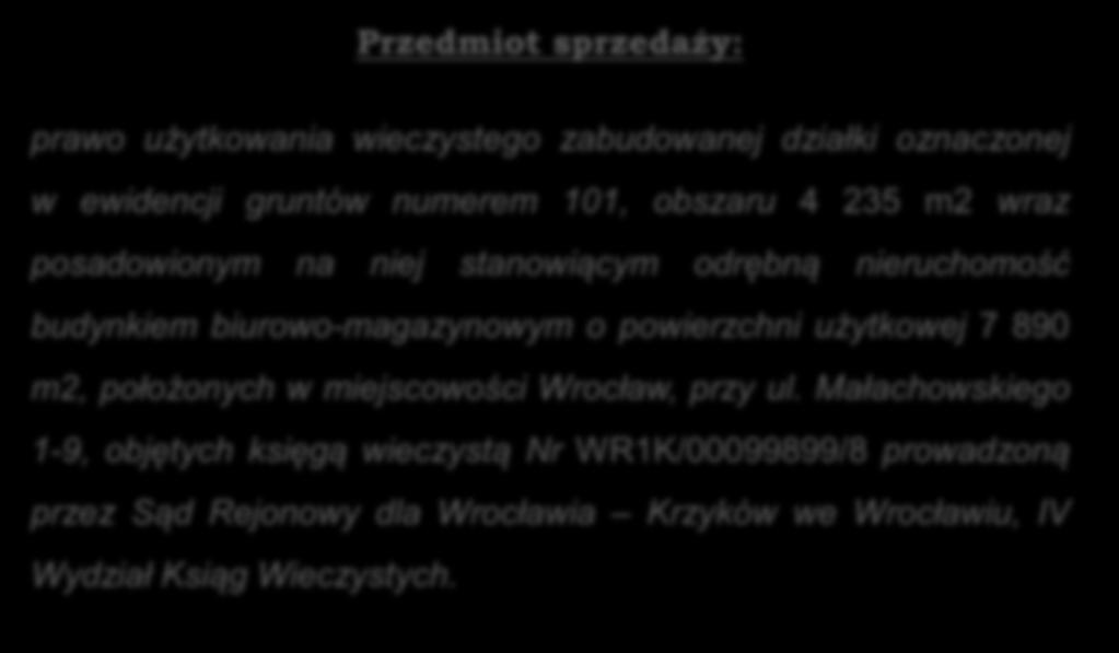 Przedmiot sprzedaży: prawo użytkowania