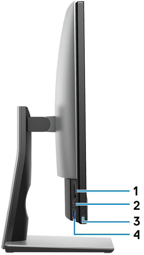 W lewo 1 Gniazdo karty SD Umożliwia odczytywanie i zapisywanie informacji na karcie SD. 2 Port USB 3.1 pierwszej generacji Type-C Podłącz zewnętrzne urządzenia pamięci masowej.