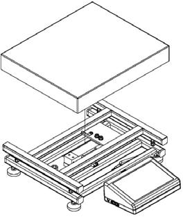 Zainstalować szalkę zgodnie z poniższymi rysunkami: Wagi WLC/F1/R, WLC/C2/R Wagi WLC/F1/K, WLC/C2/K 6. URUCHOMIENIE I OBSŁUGA 6.1. Poziomowanie Wagę należy wypoziomować, pokręcając nóżkami regulacyjnymi.