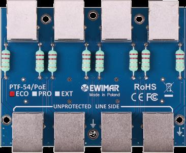 8/20µS 90VDC 90VDC 90VDC Chronione linie 1-2, 3-6, (4,5) - (7,8) 1-2, 3-6, (4,5) - (7,8) 1-2, 3-6, (4,5) - (7,8) Obsługiwane standardy PoE IEEE 802.3af / at / bt- wszystkie IEEE 802.