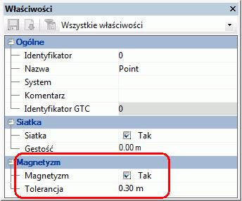 Funkcja "Przyciąganie" dla punktów geometrycznych Do listy właściwości punktu dodano nowy parametr. Nowy parametr jeszcze bardziej ułatwia stosowanie polecenia "Rozciągnij do węzła".