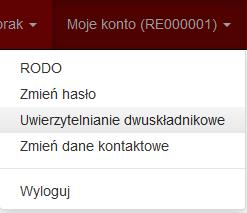 5. Uwierzytelnianie dwuskładnikowe W celu aktywowania uwierzytelniania dwuskładnikowego w systemie WOW oraz powiązania swojego konta z aplikacją na smartfonie należy: 1.