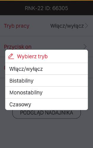 Po upływie czasu, który chcemy przypisać do wybranego przycisku należy ponownie na krótko nacisnąć wybrany wcześniej przycisk nadajnika 8.