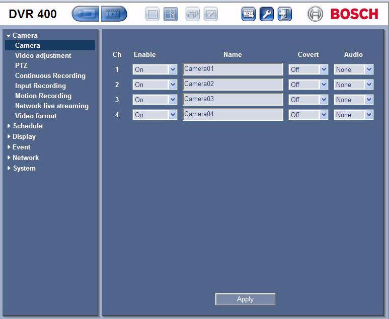 Cyfrowy rejestrator wizyjny serii 440/480 Oprogramowanie Web Client pl 85 7.7 Tryb konfiguracji Kliknij przycisk Konfiguracja, aby przejść do menu konfiguracji.