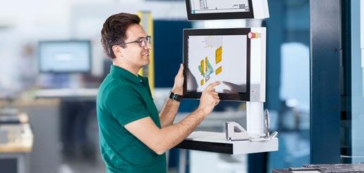 Produkty seria 5000 27 Intuicyjna obsługa za pomocą sterowania Touchpoint Obsługa prasy krawędziowej jest tak prosta, jak w przypadku smartfona: system Touchpoint firmy TRUMPF łączy zalety