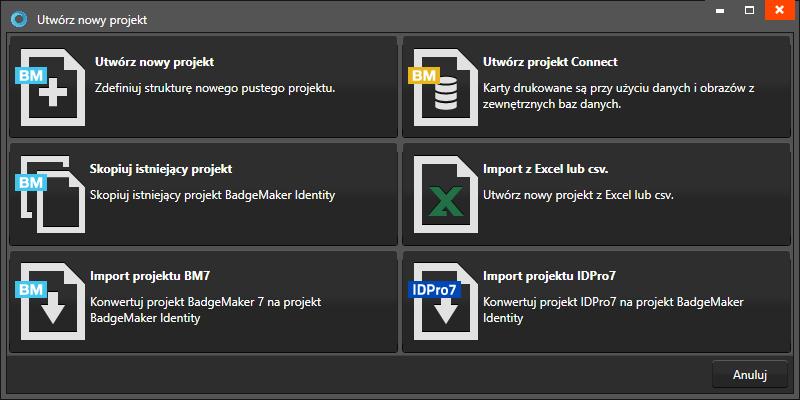 Utwórz nowy projekt Po wybraniu opcji "Utwórz nowy projekt