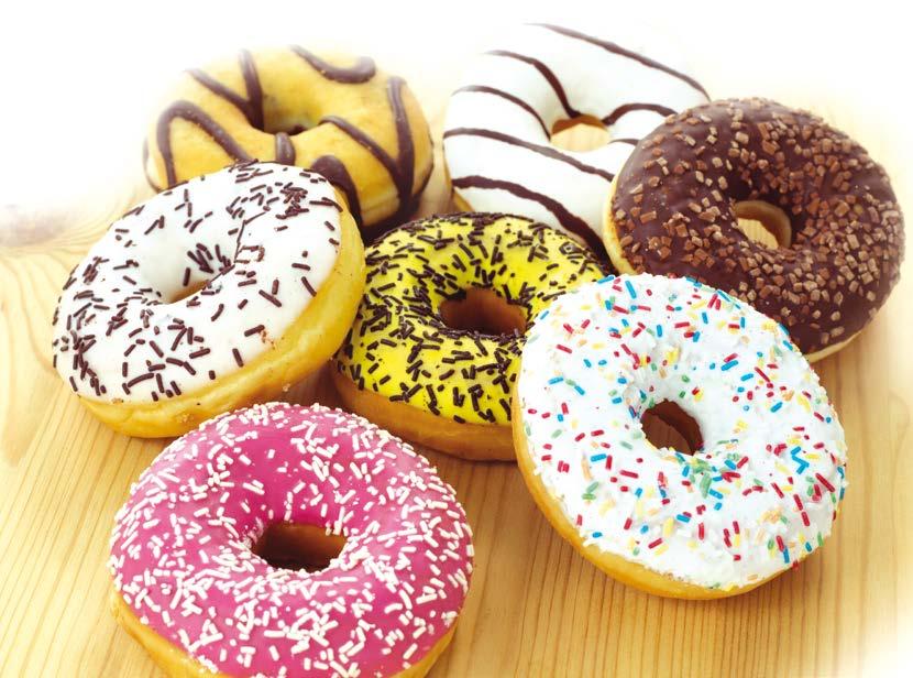 cukiernicze Donuts Specjalna mieszanka do produkcji amerykańskich pączków z dziurką. Cechy produktu: delikatne drożdżowe ciasto o wspaniałym aromacie waniliowym.