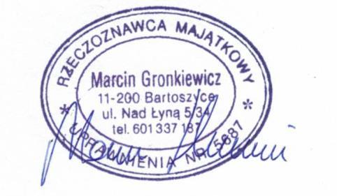 OPERAT SZACUNKOWY określenia wartości prawa własności ułamkowego udziału w wysokości 78/2000 części nieruchomości gruntowej niezabudowanej, położonej w Wojtkowie w gminie Bartoszyce składającej się z