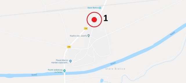 6. Stare Bielice Punkt 1 Miejsce to znajduje się przy wyjściu z gęściej zabudowanej części miejscowości na stację