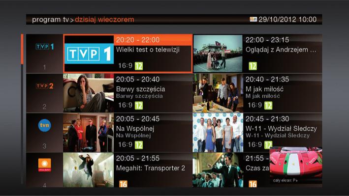 program tv Program telewizyjny zapewnia szybki dostęp do listy programów oferowanych w ramach Orange TV.