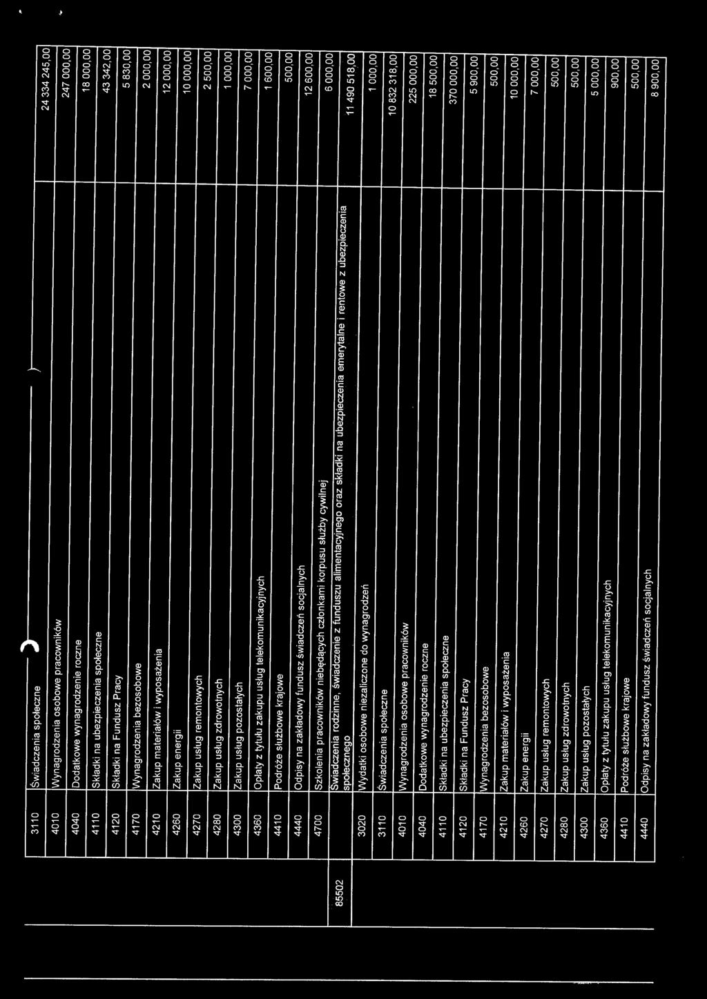 oo 4260 Zakup energii 10 000,00 4270 Zakup usług remontowych 2 500,00 4280 Zakup usług zdrowotnych 1 ooo.oo 4300 Zakup usług pozostałych 7 ooo.