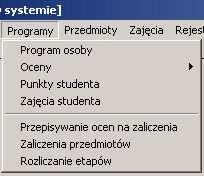 Definiujemy tu studentowi program studiów z podziałem na etap i ogl damy jego oceny i zdobyte punkty.