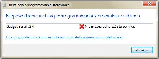 21. Dodatek B Instalacja sterowników Gadget Serial do komunikacji z komputerem PC i programem CardioTEKA w systemie Windows 7 (32 bity) Po podłączeniu aparatu z komputerem PC poprzez kabel USB (tzw.