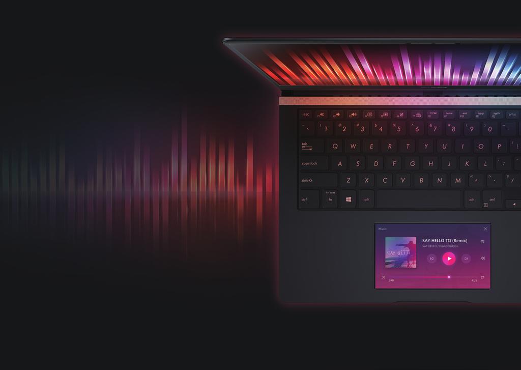 Niesamowity dźwięk od Harman Kardon Aby zapewnić laptopowi ZenBook Pro nieosiągalną dotąd jakość dźwięku, zespół ASUS Golden Ear współpracował z wyspecjalizowanymi audiofilami z firmy Harman Kardon,