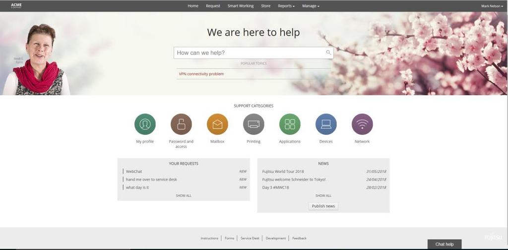 Inteligentny Portal Strona główna dla każdego rodzaju wsparcia Typowa