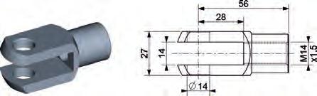 SPRĘŻYNA GAZOWA PCHAJĄCA 20/40 ZAKOŃCZONA GWINTEM M14 M14x1,5 C = SKOK Ø 20 Ø 40 M14x1.