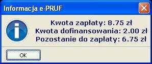 Rys. 23. Szczegółowy wydruk transakcji epruf 6. wdzanie kwoty dofinansowania Podczas sprzedaŝy istnieje moŝliwość sprawdzenia kwoty dofinansowania dla pojedynczego leku.