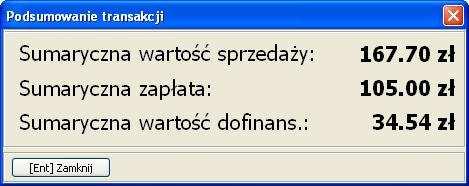 18) z podsumowaniem uzyskanym w oknie Transakcje epruf (rys. 19). Podsumowanie sprzedaŝy dofinansowanej znajduje się po wybraniu funkcji [F6] Suma.