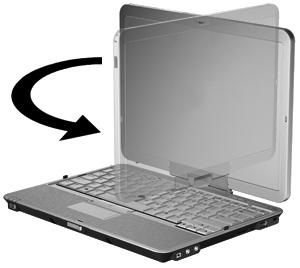 3. Obróć wyświetlacz komputera przeciwnie do ruchu wskazówek zegara, aż zatrzaśnie się w stronę klawiatury.