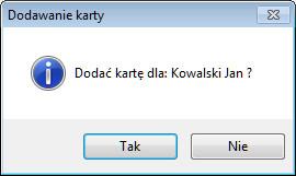 W górnej części modułu na niebieskim tle znajduje się pole, wyświetlające informacje o odczytanej karcie.