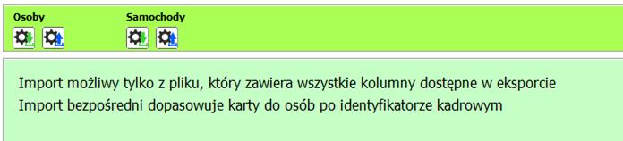 9.2 Import/ eksport bezpośrednio 9.2.1 Import danych Import bezpośredni dopasowuje karty do osób po identyfikatorze kadrowym.