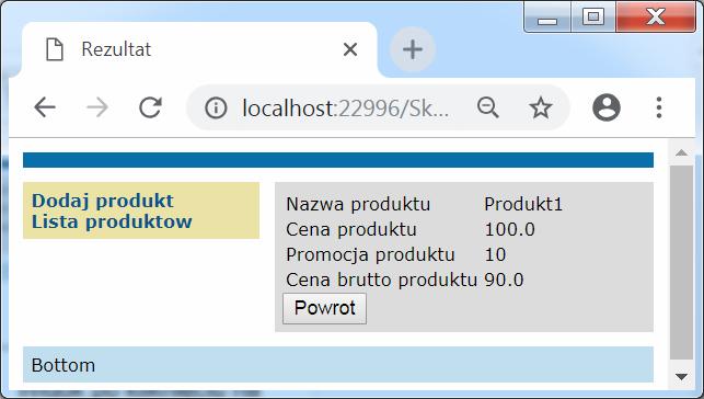 xhtml i kliknięciu na przycisk OK bez