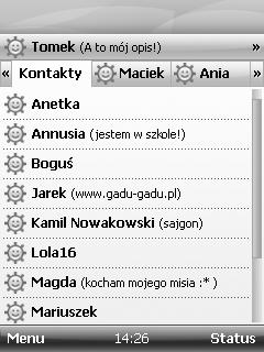 GG w komórce, GGadaj gdziekolwiek jesteś! W telefonie KS360 zainstalowano Mobilne GG, dzięki któremu możesz korzystać z Gadu- Gadu za pomocą telefonu komórkowego.