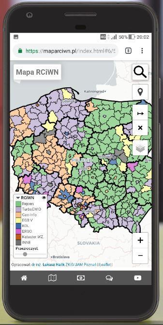 Opis mobilnej mapy internetowej o rejestrze cen i wartości nieruchomości Mapa RCiWN Adres www mobilnej mapy internetowej: https://maparciwn.