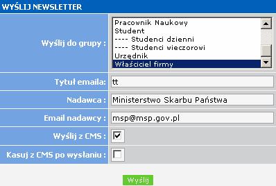 Wysyłanie newsletter ów 1.