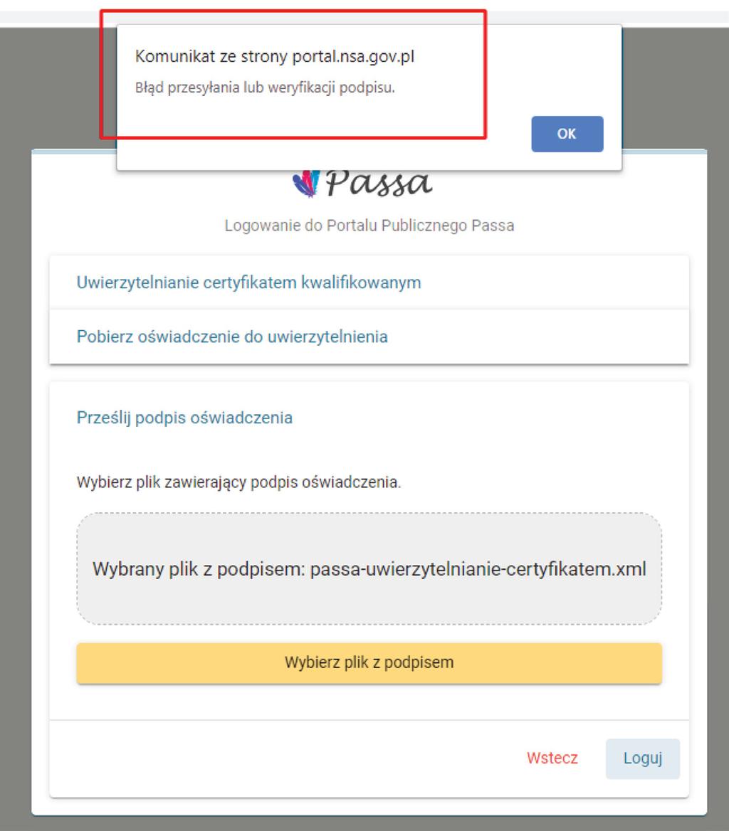 uwierzytelnienie w portalu passa kwalifikowany certyfikat podpisu elektronicznego W razie błędnie wskazanego pliku (np.