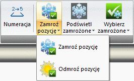Nowości w Advance Concrete Nowa wstążka narzędzi renumeracji Na wstążce Zbrojenie dodano nowy panel zawierający nowe opcje związane z numeracją: Zamroź wybrane Odmroź wybrane Wybierz zamrożone